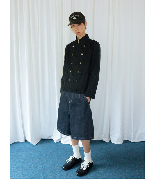 Metal Buckle Double-breasted Napoleon Jacket