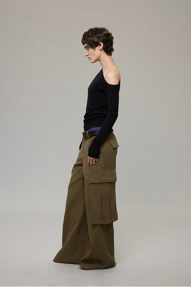 Asymmetry Shoulder long sleeve T-shirt