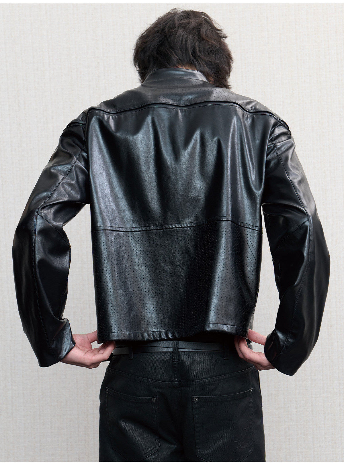 Mesh leather jacket