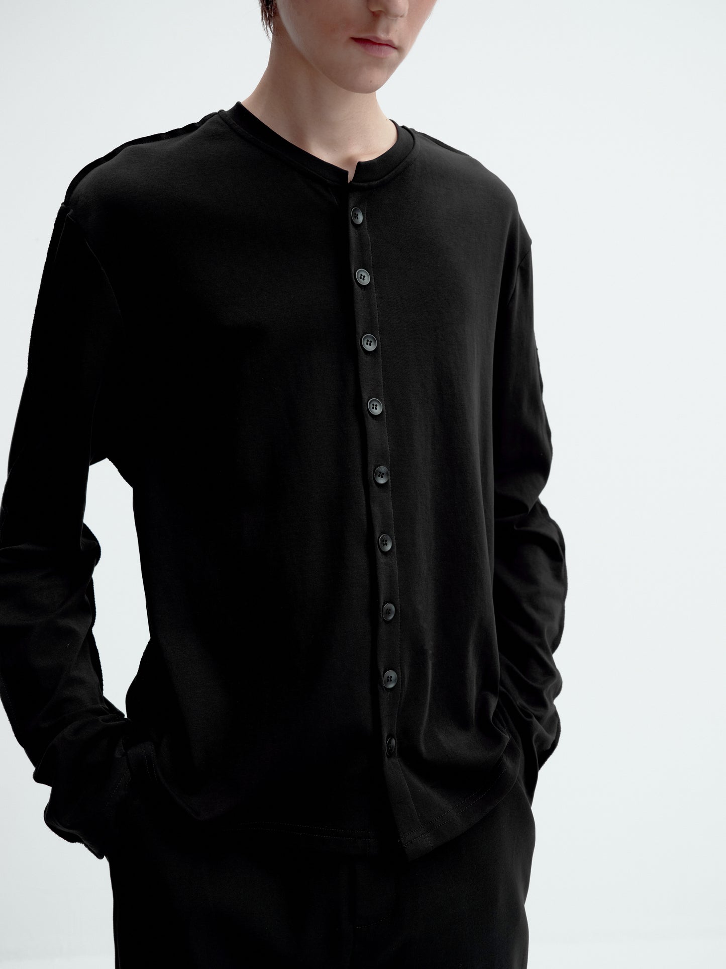 Layered matte button cardigan