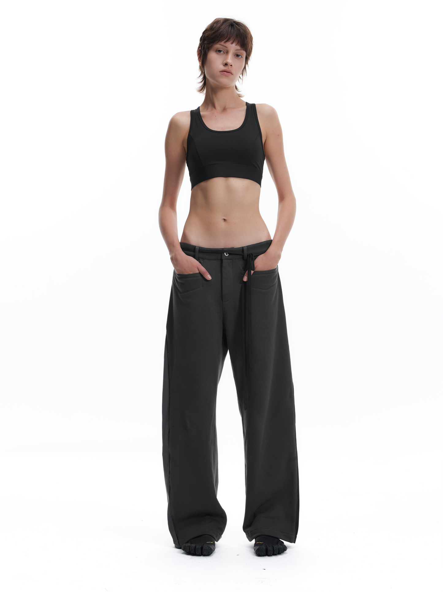 Leather rope sweatpants