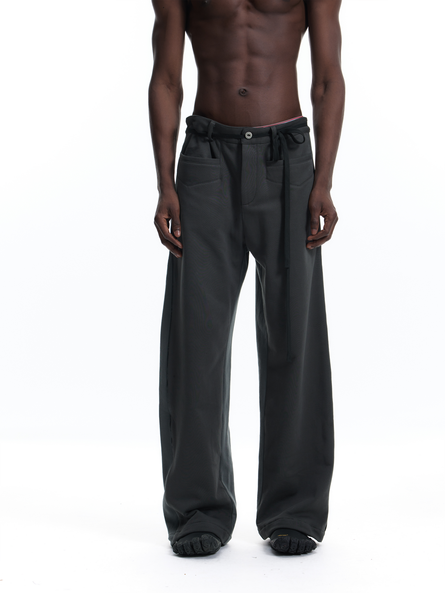Leather rope sweatpants