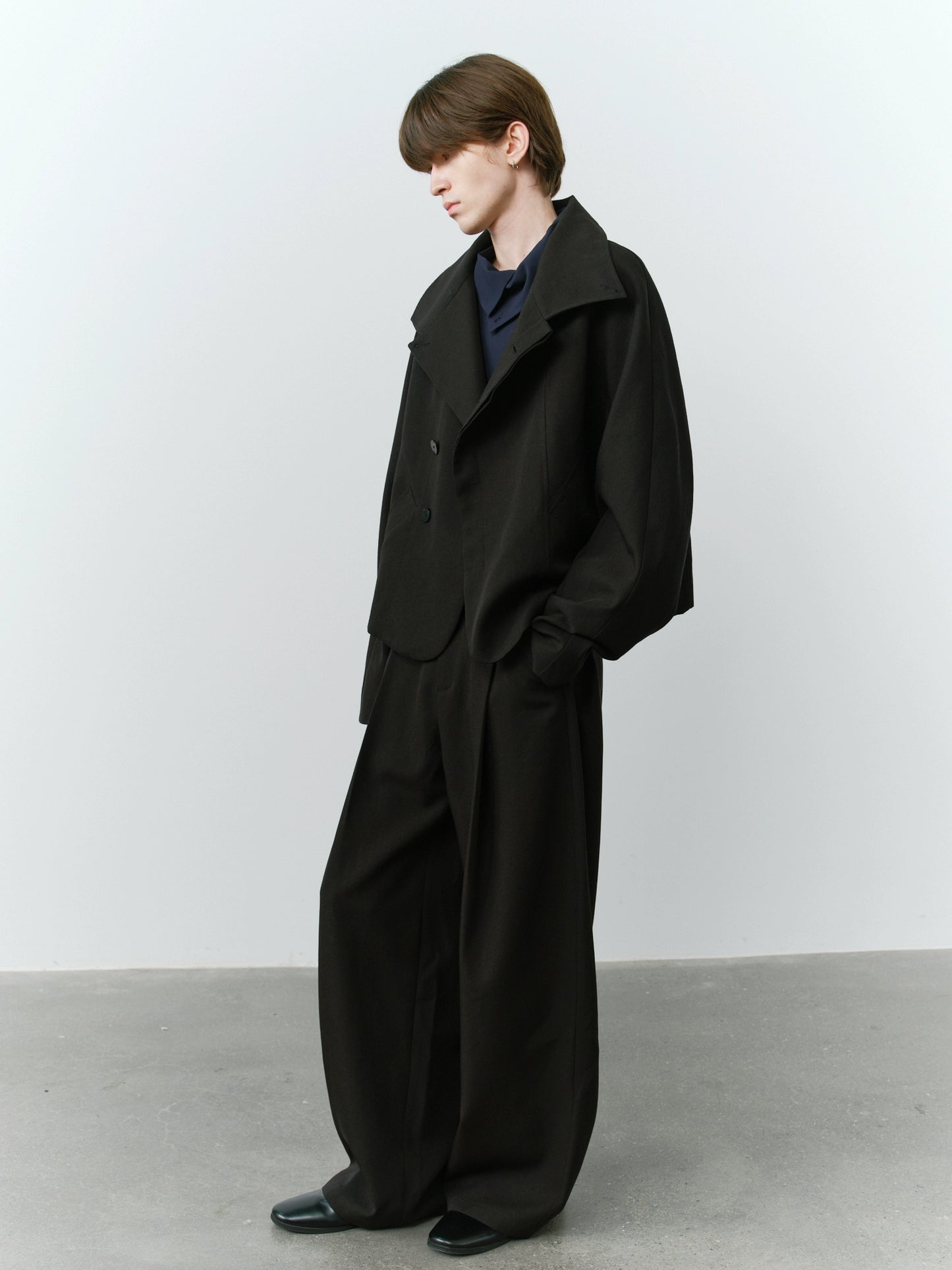 Split Cropped Raglan Sleeve Jacket