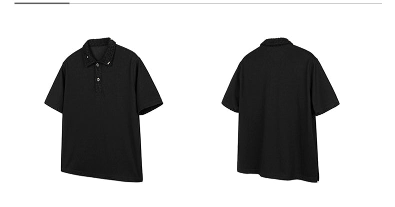 "Silver Gray Pearl" Woven Collar Short Sleeve POLO
