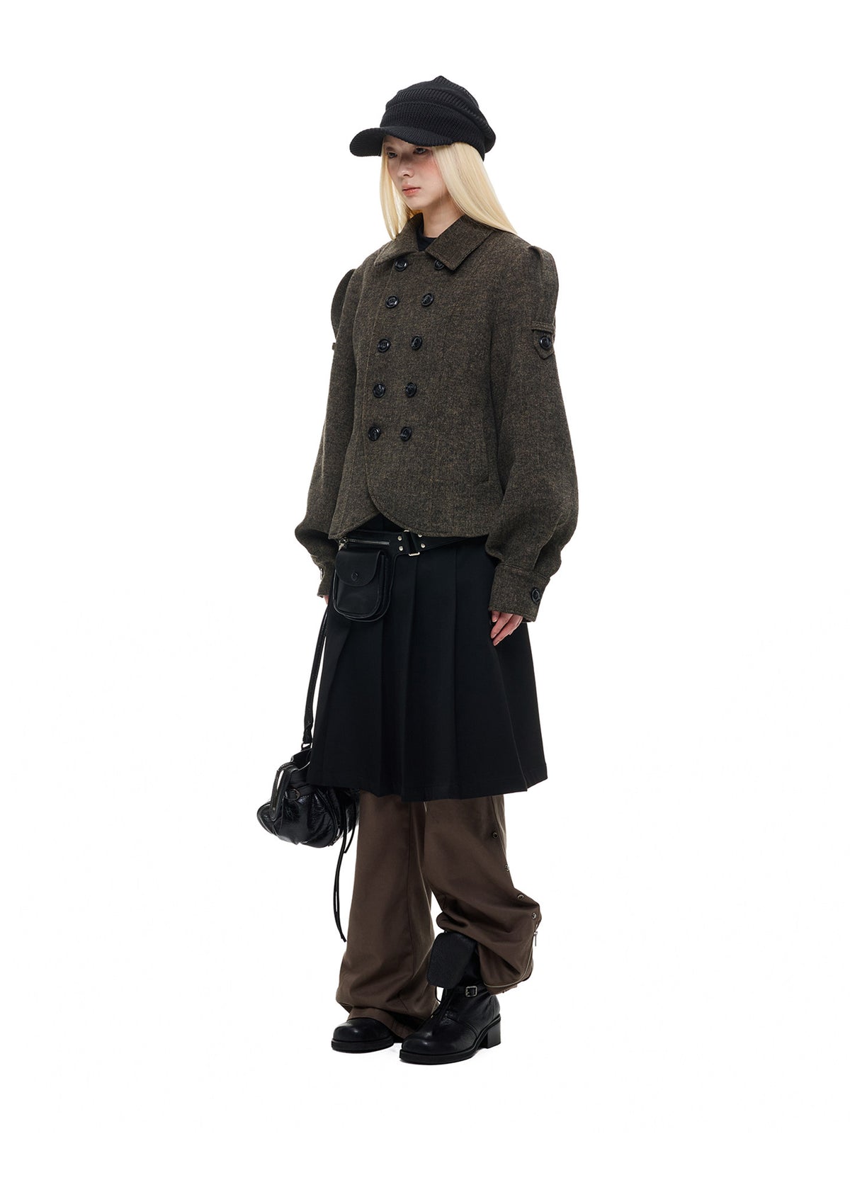 Double-Breasted Short Wool Jacket