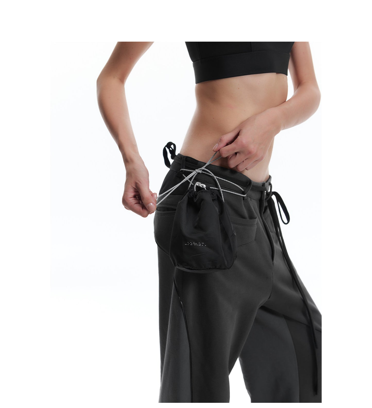 Leather rope sweatpants