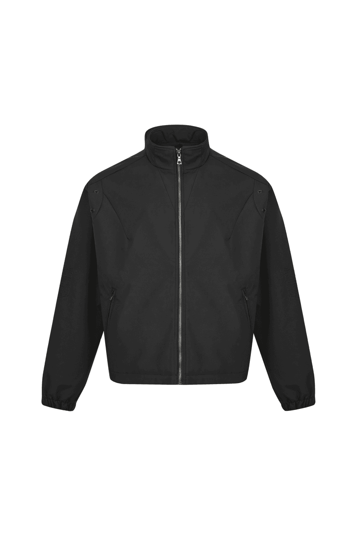 UV cut short wide accordion pleated stand-collar jacket