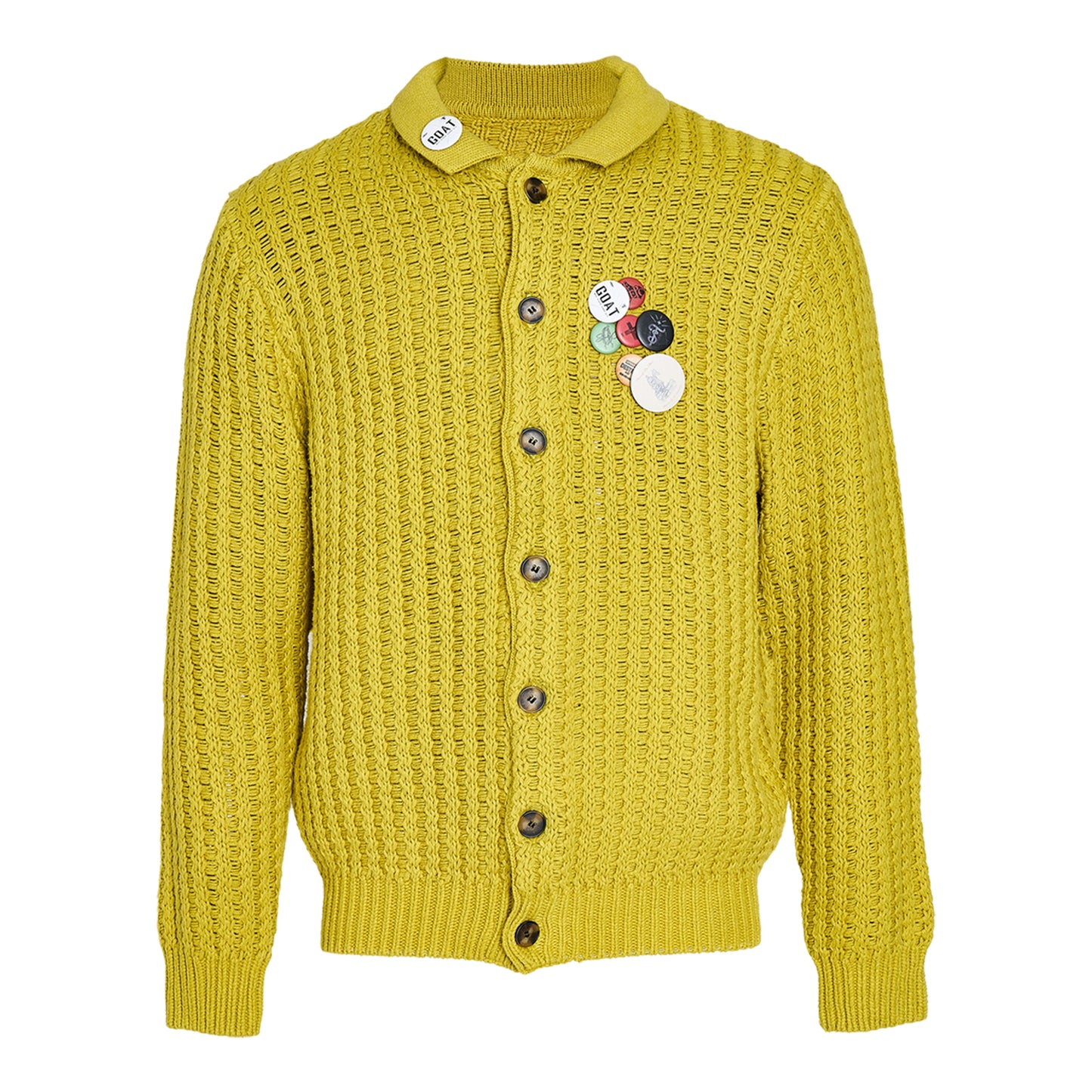 button-down badge cardigan