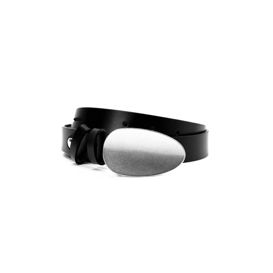 Silver Curved Edge Buckle Belt