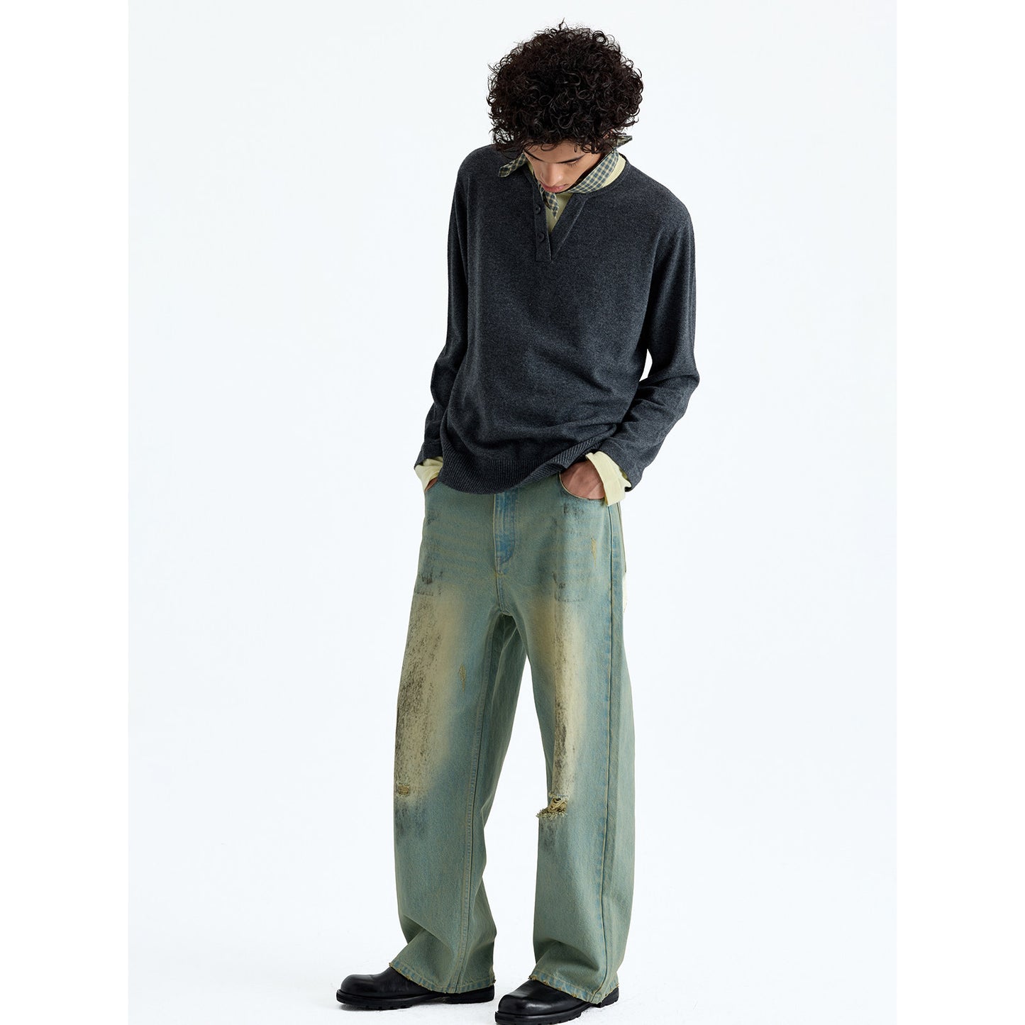 Washed Straight Jeans