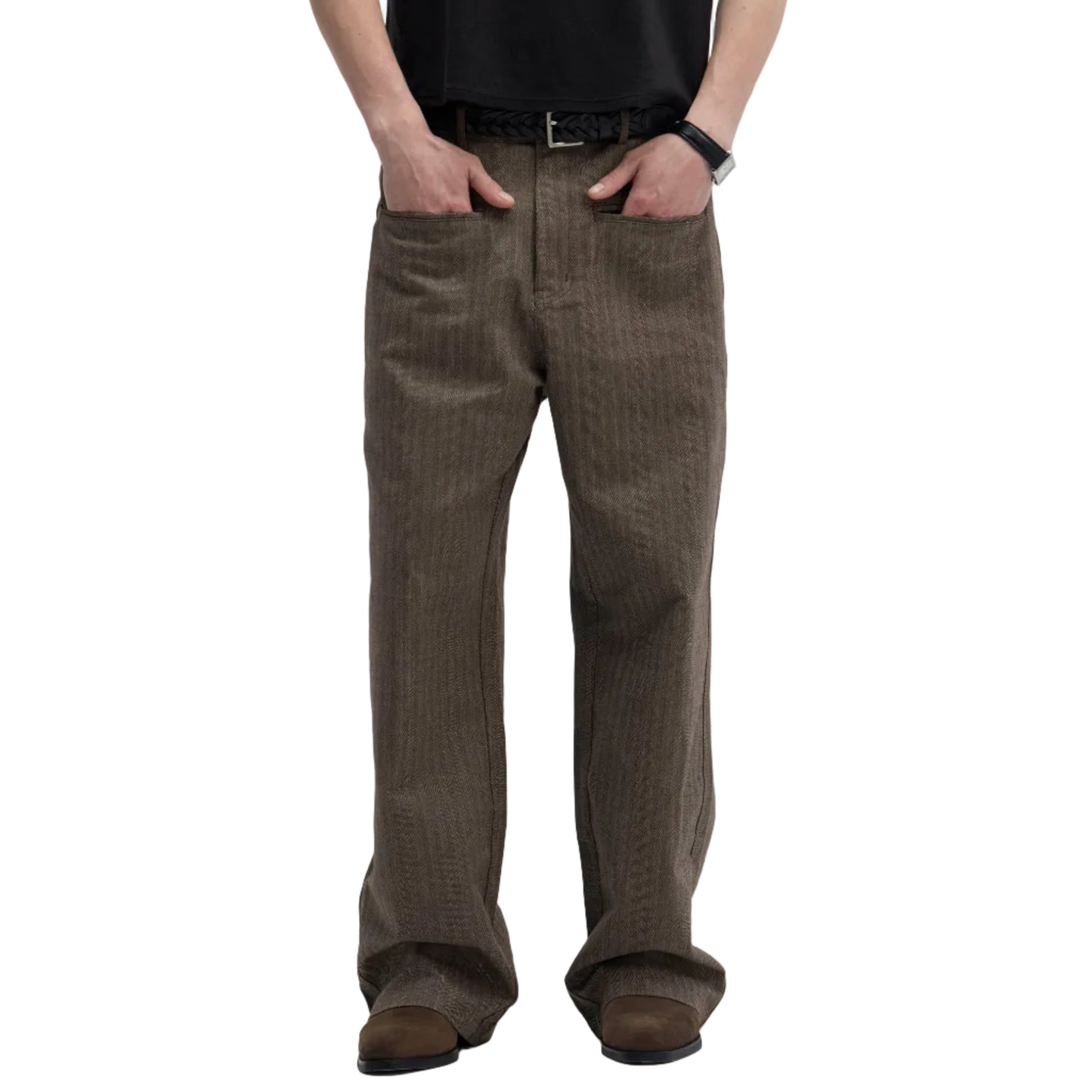 linen blend herringbone pants