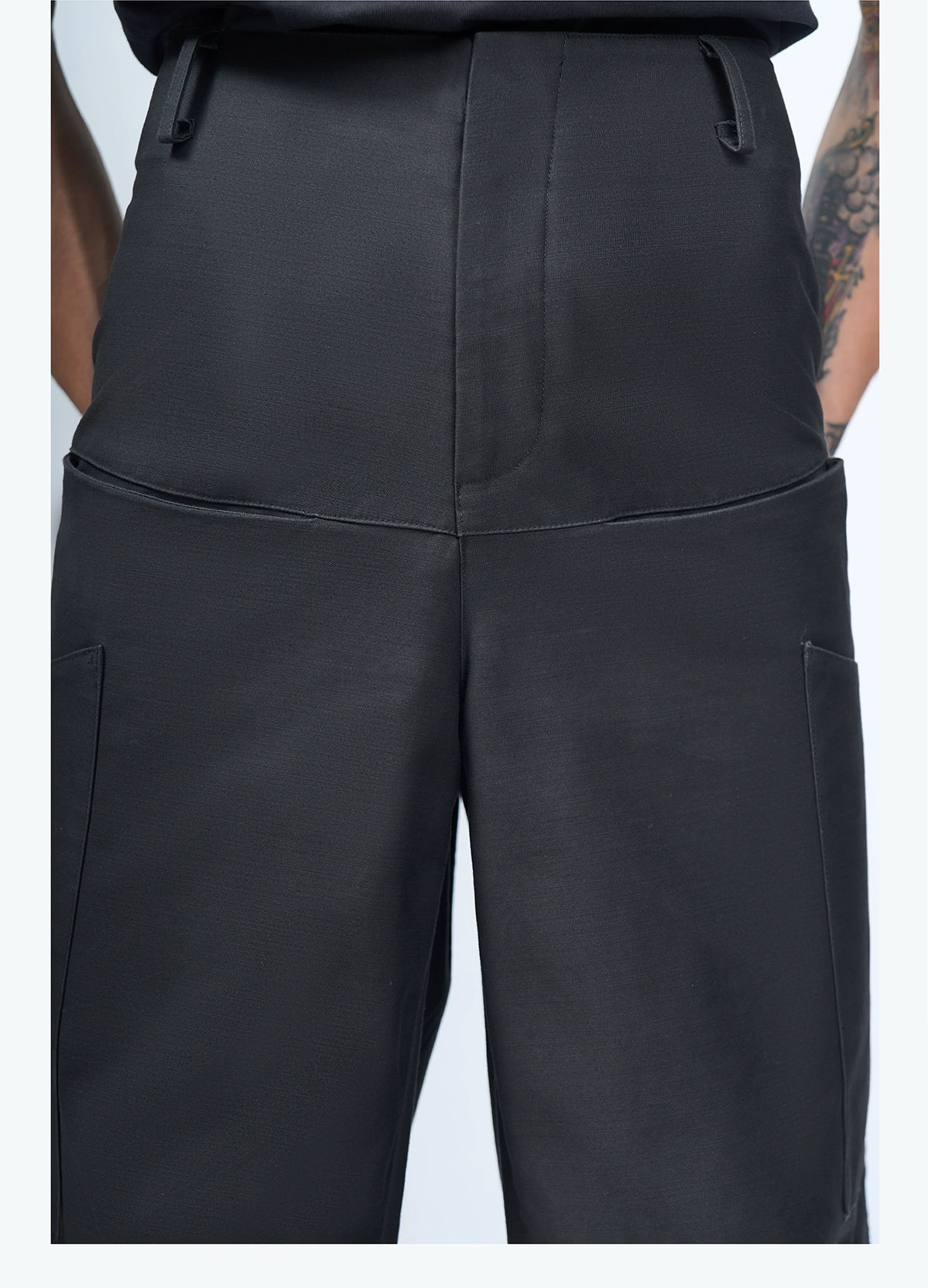 Cross Cut Washed Wide-Leg Cargo Pants