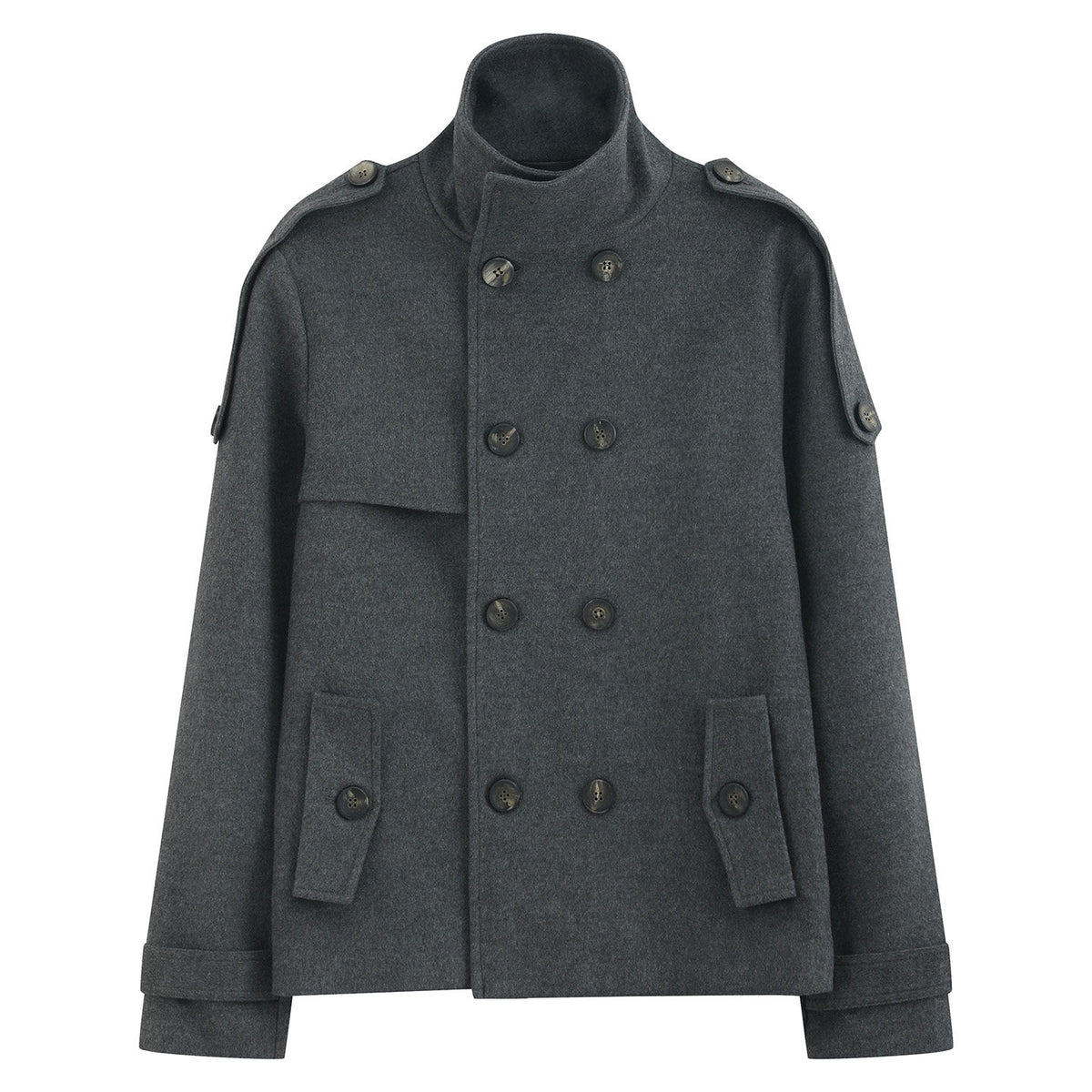 Double-breasted wool short coat