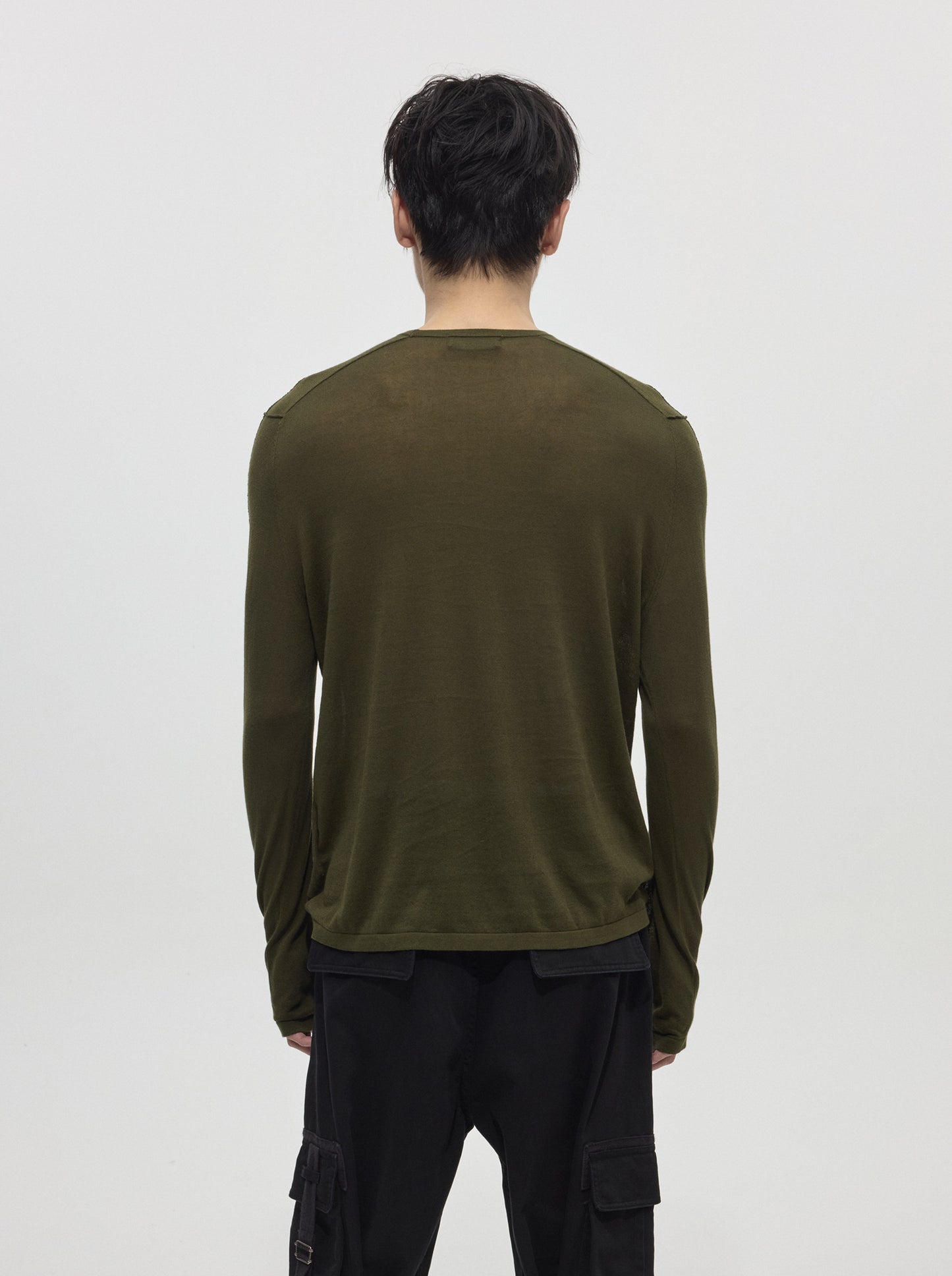 Cotton thumb hole long-sleeved shirt