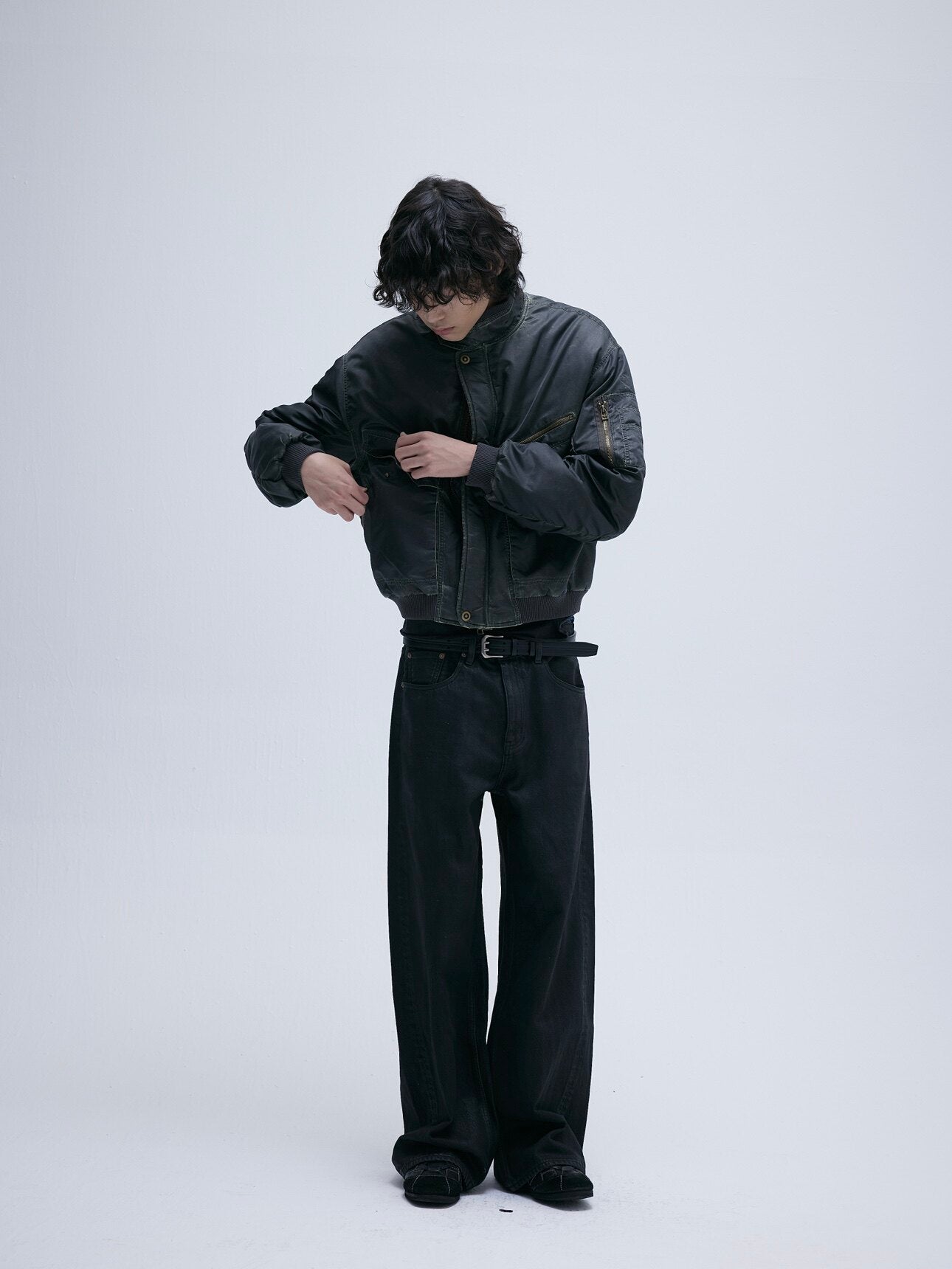 Wax Coated straight jeans