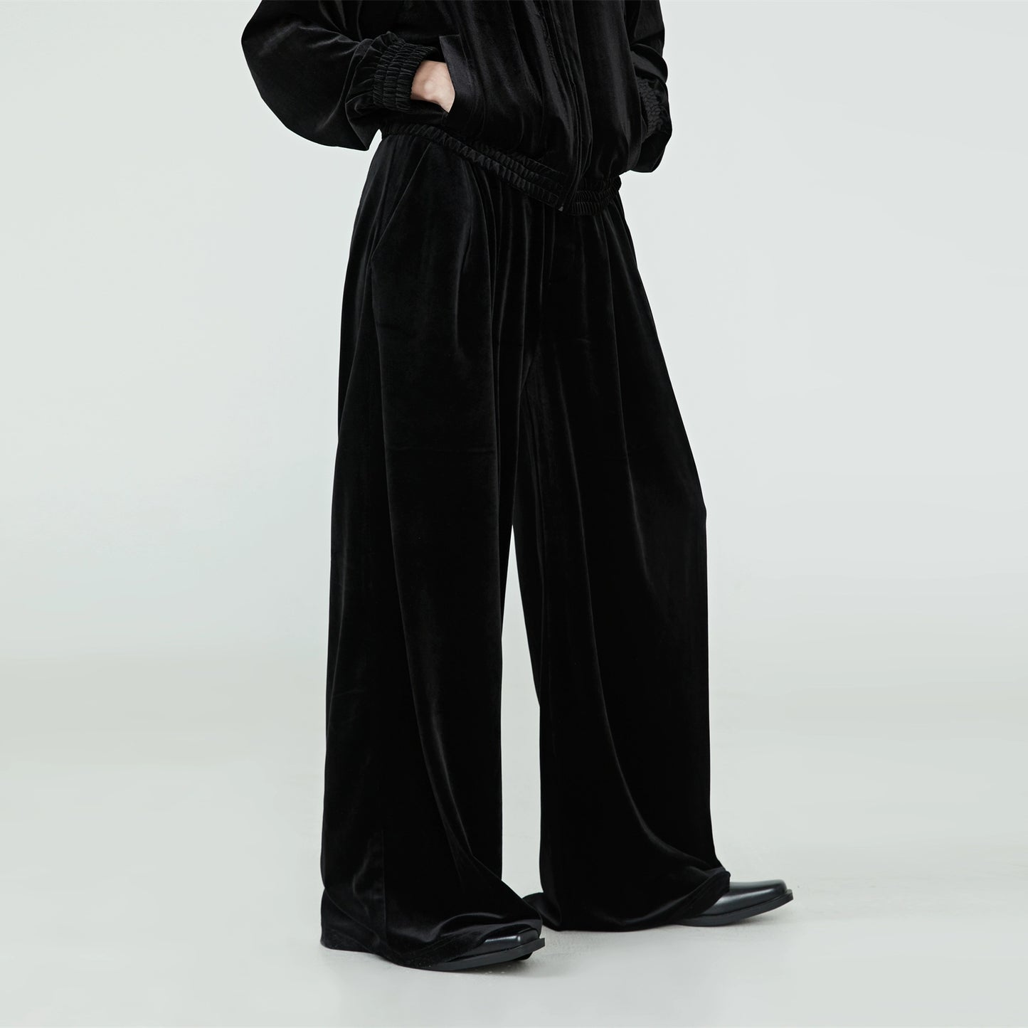 Wide-Leg Velvet drape Trouser