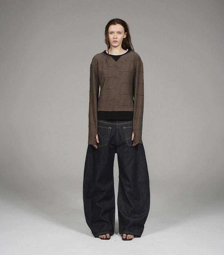 Multi-layer Color-Blocking Long-Sleeve T-Shirt