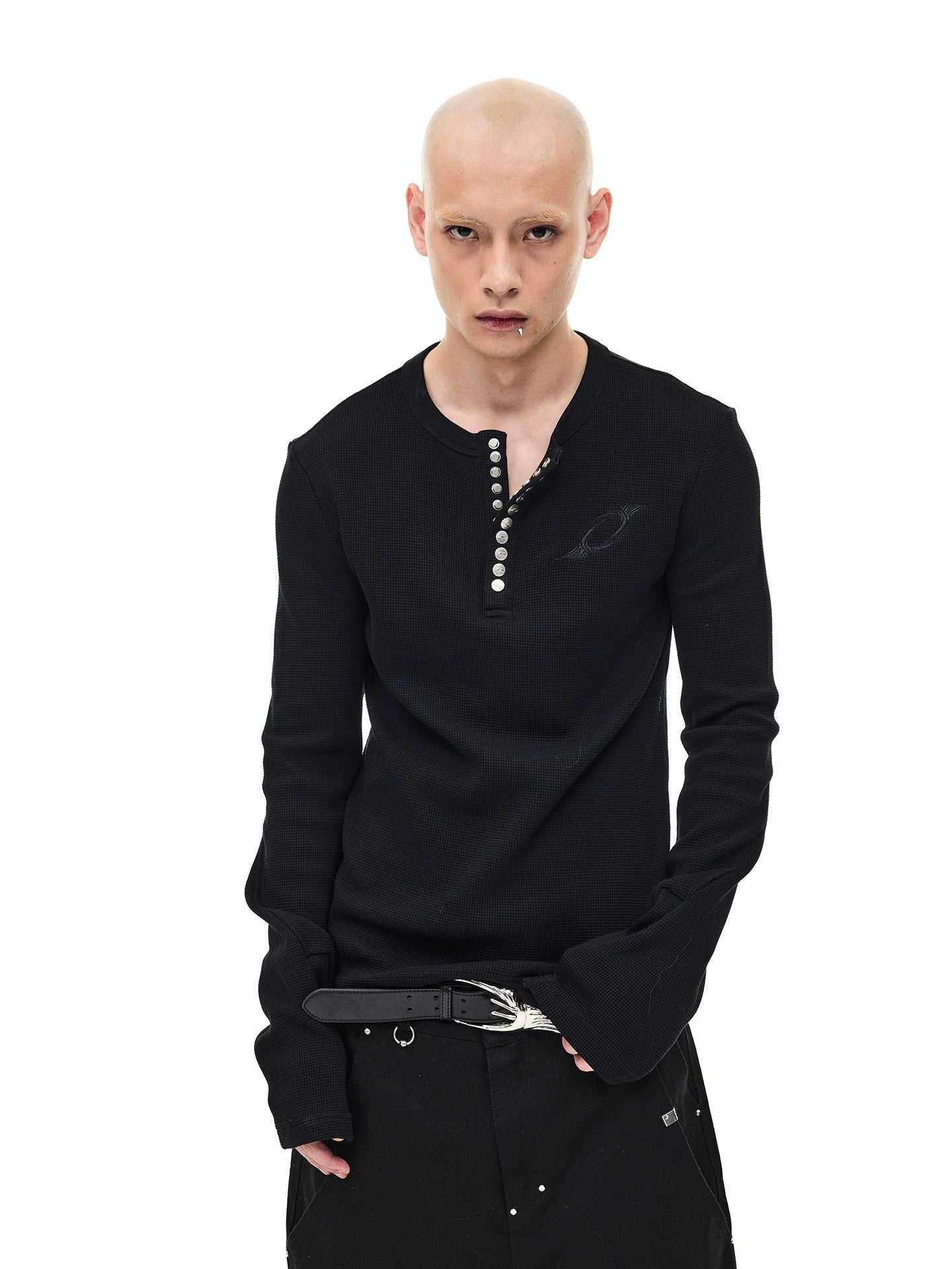 Waffle Henry Collar Long Sleeve T-Shirt