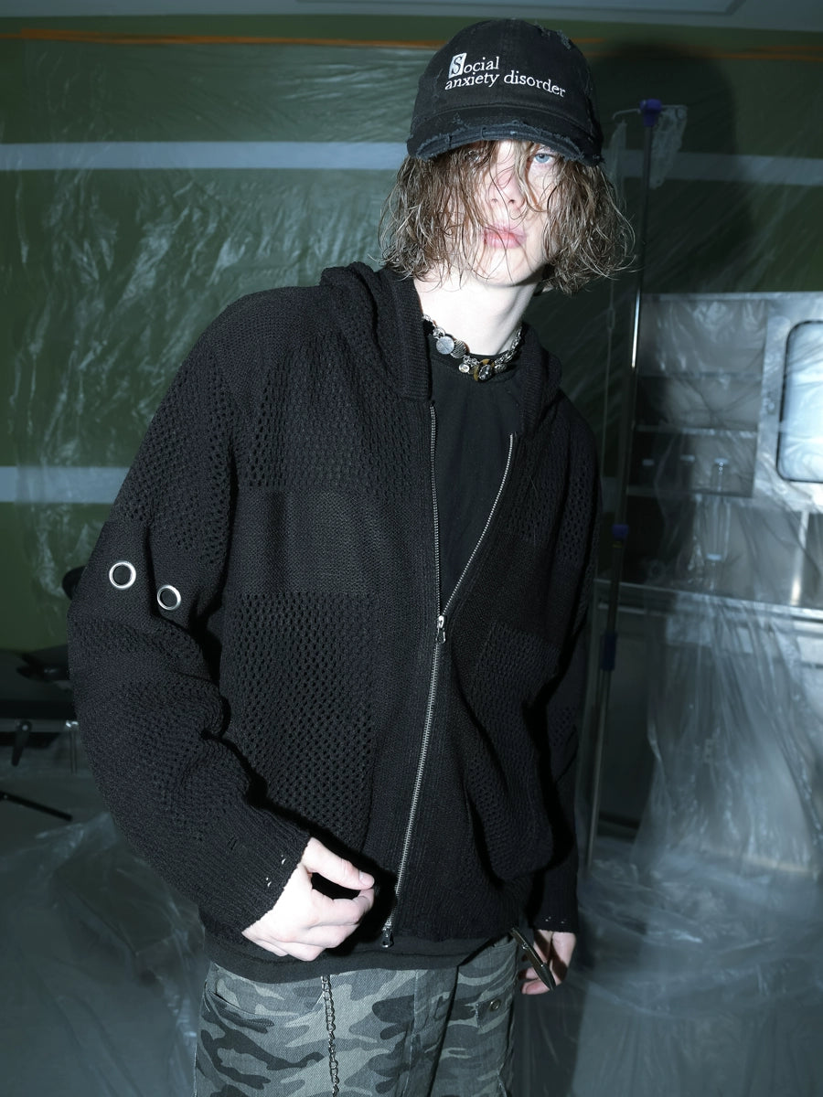Cut-out Texture Hoodie