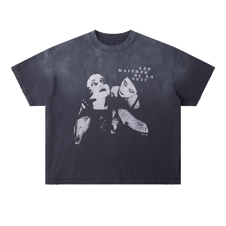 NUNS OF THE NIGHT'S VINTAGE-PRINT SHORT-SLEEVE T-SHIRT