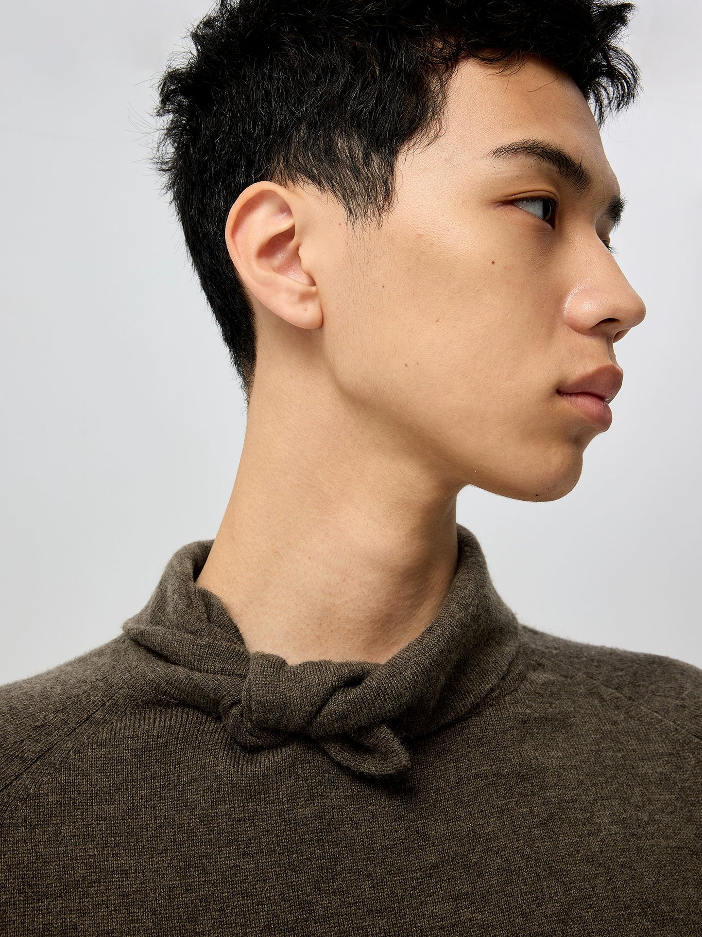 Asymmetric Neckline Wool Sweater