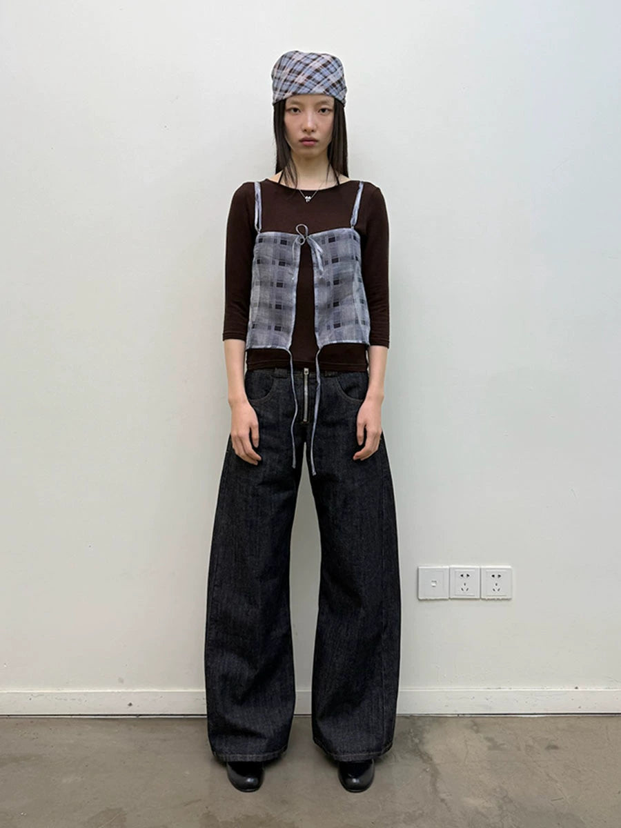 Zip Up Straight Jeans