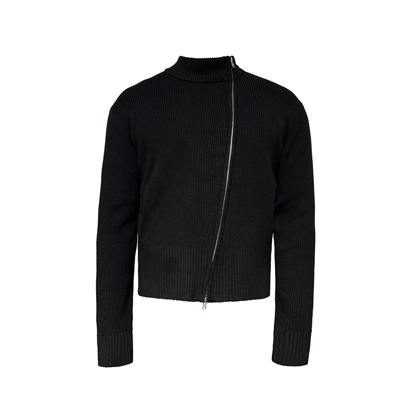 DOUBLE SPLIT DIAGONAL ZIPPER KNIT