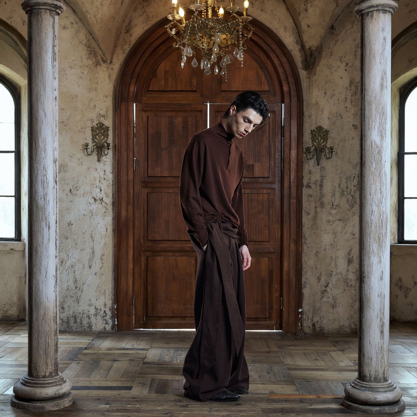 "Reins" wood jacquard trousers