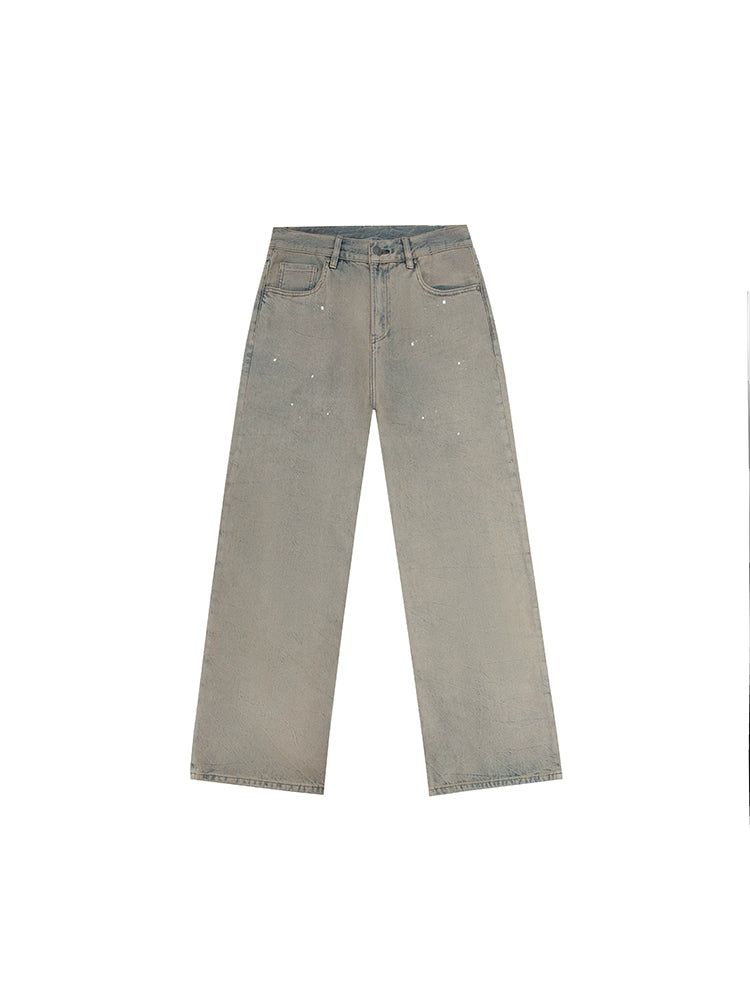 Straight Rip Ripple Destruction Jeans