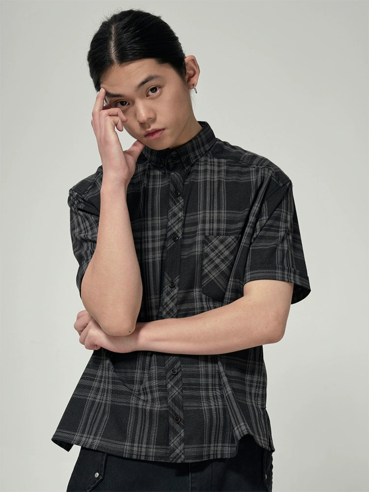 Checked short-sleeve shirt