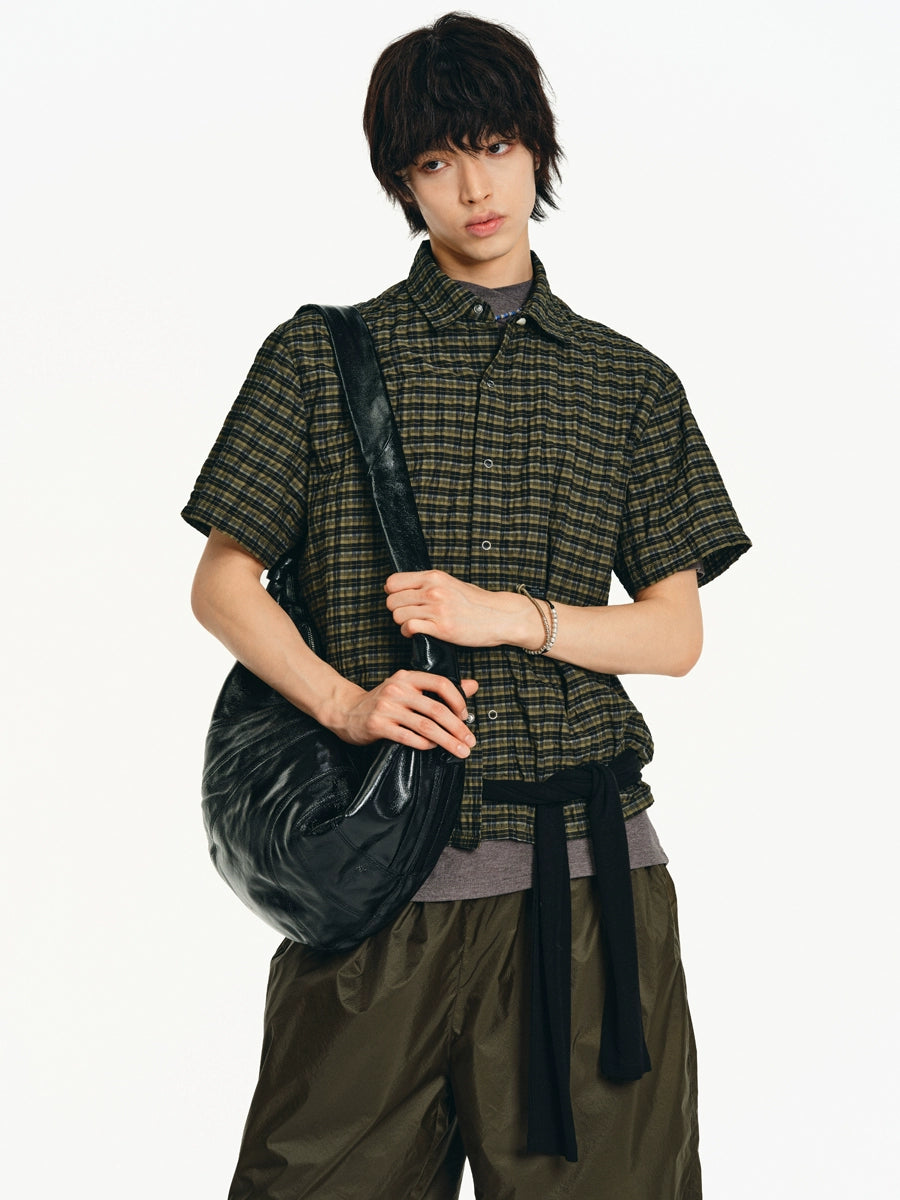 GREEN CHECK SHORT-SLEEVE SHIRT