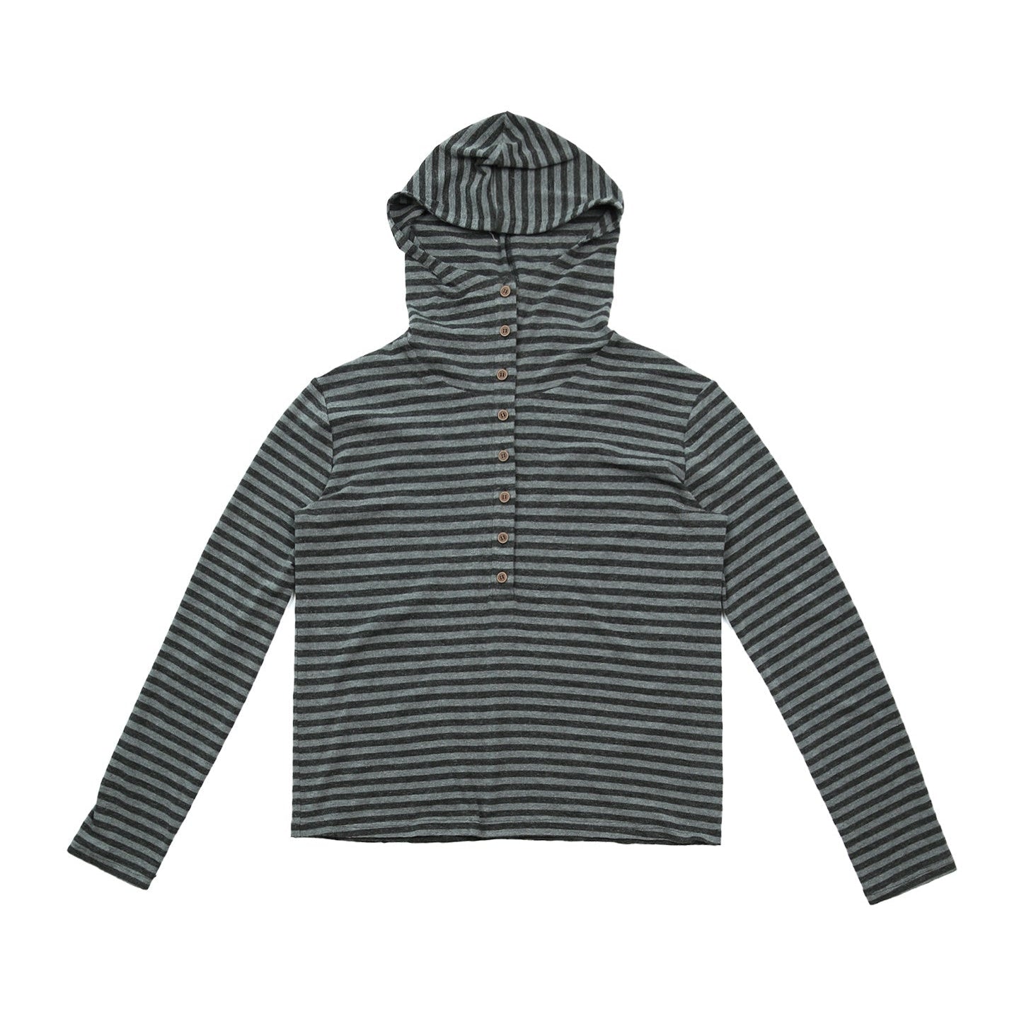 Striped polo hooded long sleeve T-shirt