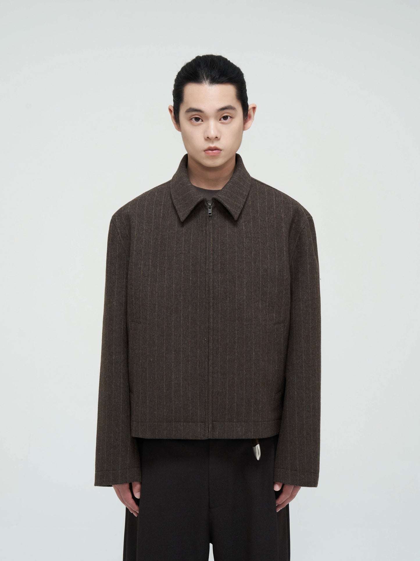 Dark Stripe Tweed Lapel Jacket