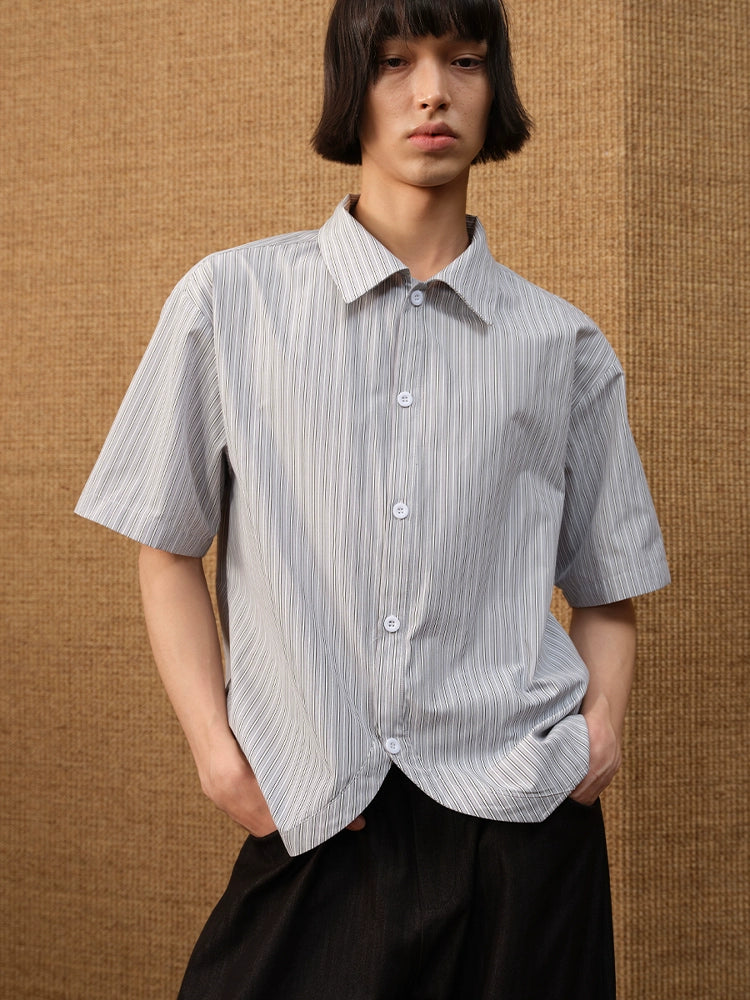 Curved Stripe Short Sleeve Shirt
