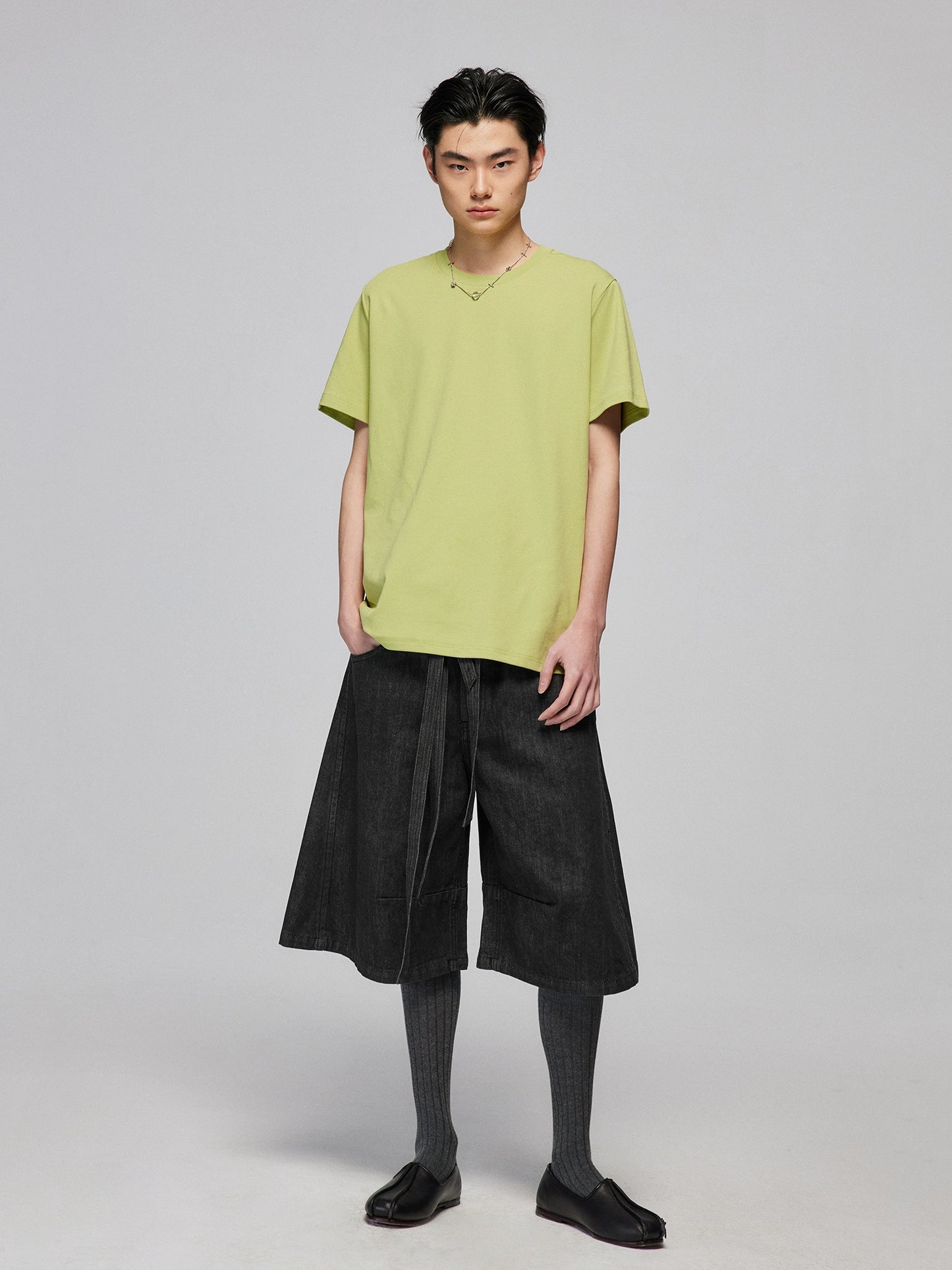 Double Belt Kendo Raw Denim Shorts