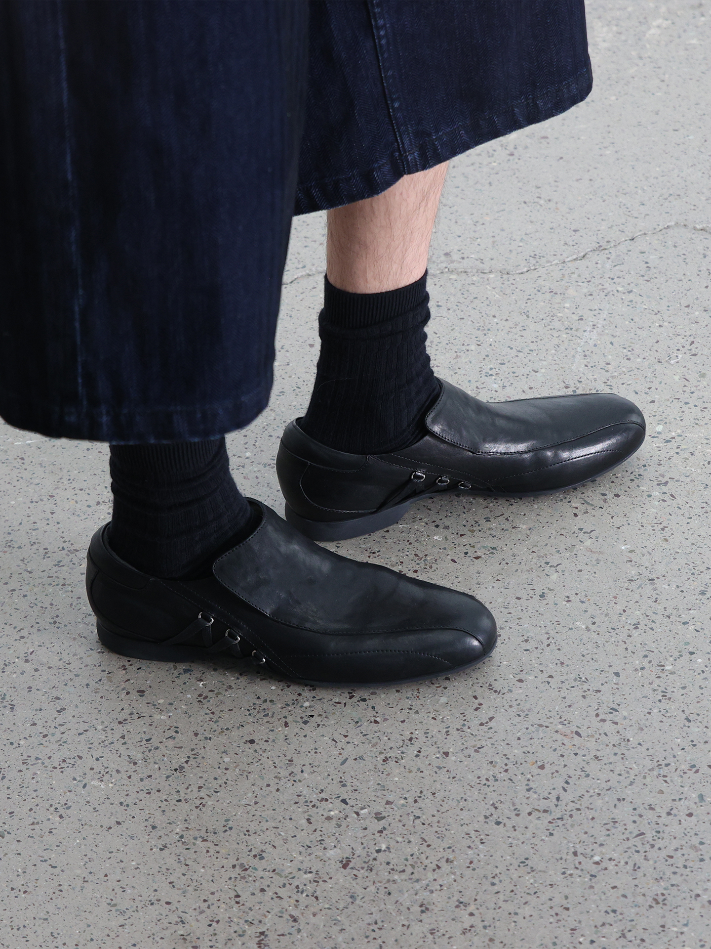Strap Washed Leather Shoes