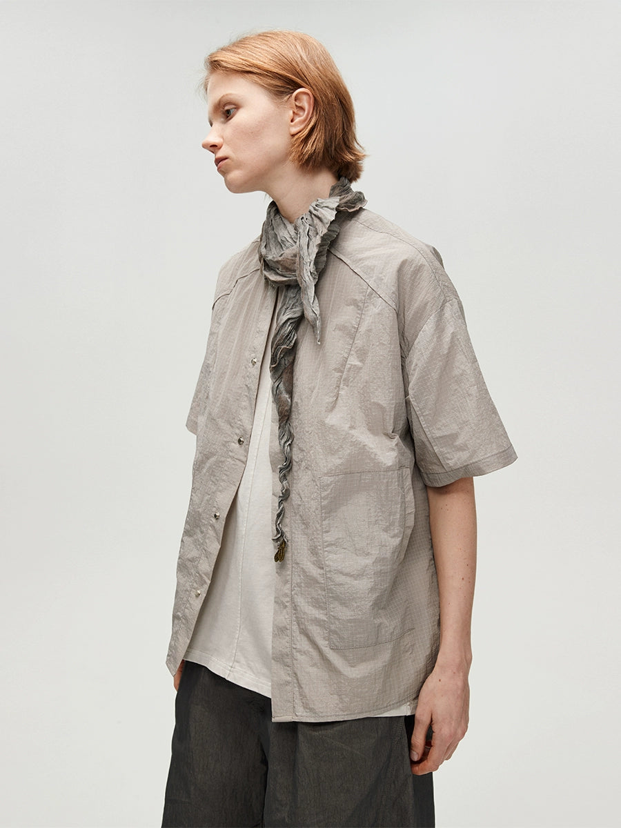 Bone Pattern Sheer Short Sleeve Shirt