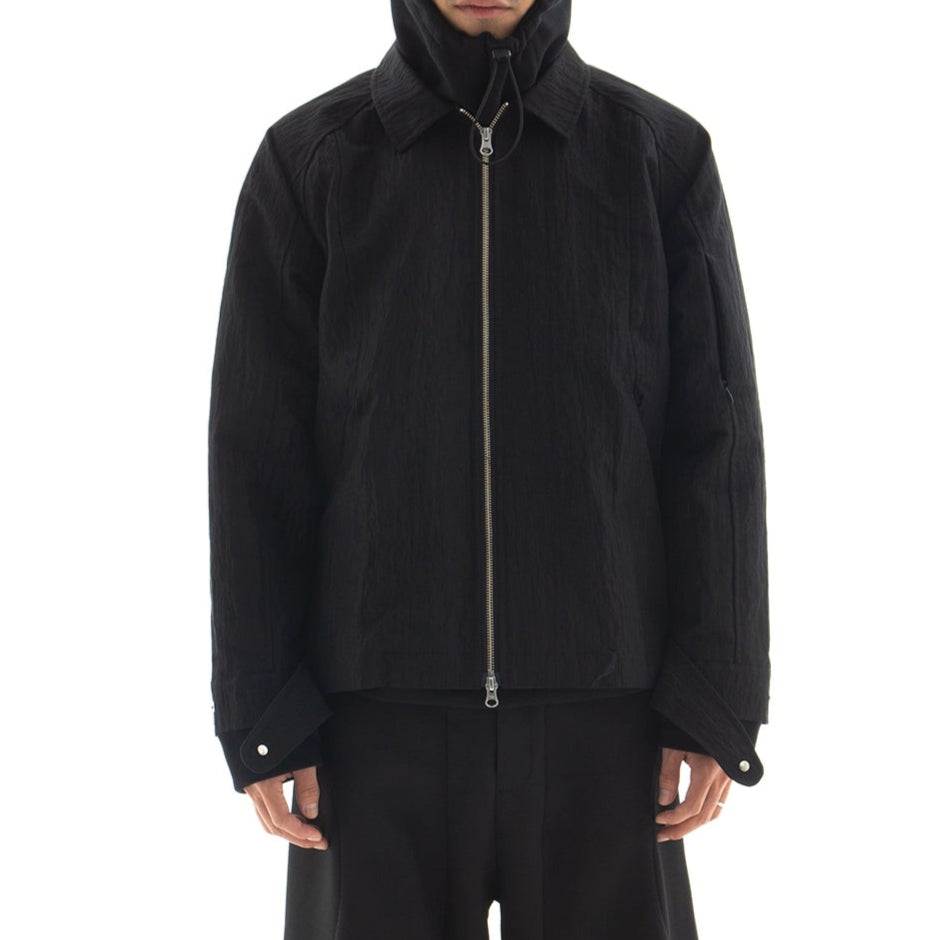 Double Zip Pleats Nylon Jacket