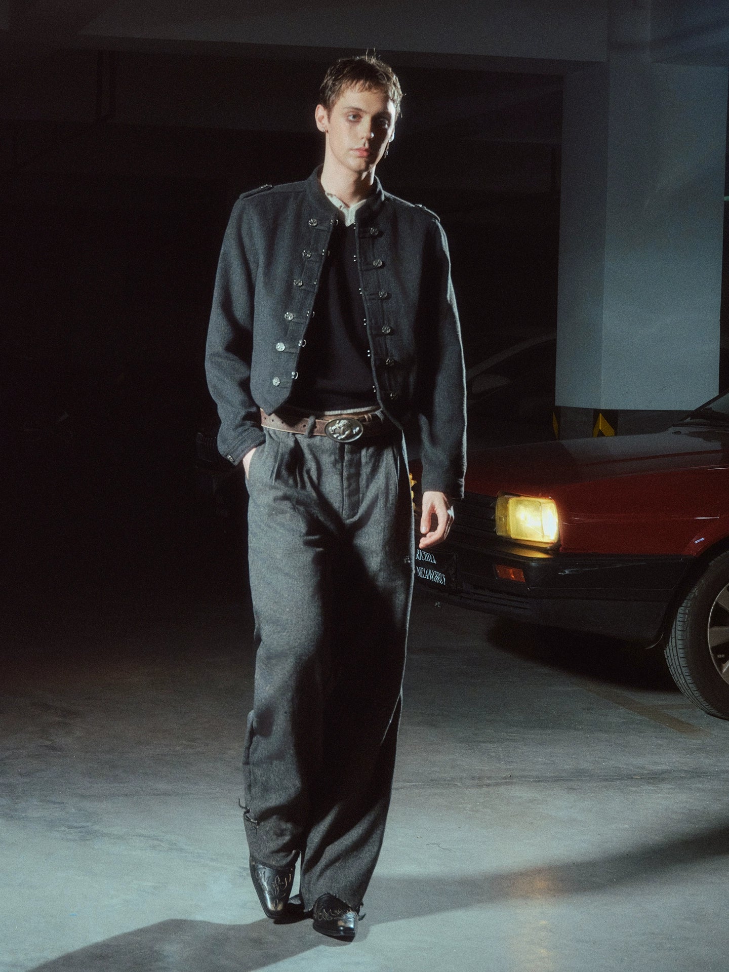 Velvey Napoleon Buttoned Cropped Jacket