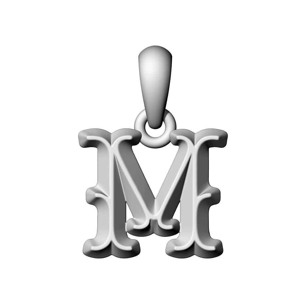 925 Silver Vintage Letter Pendant Necklace