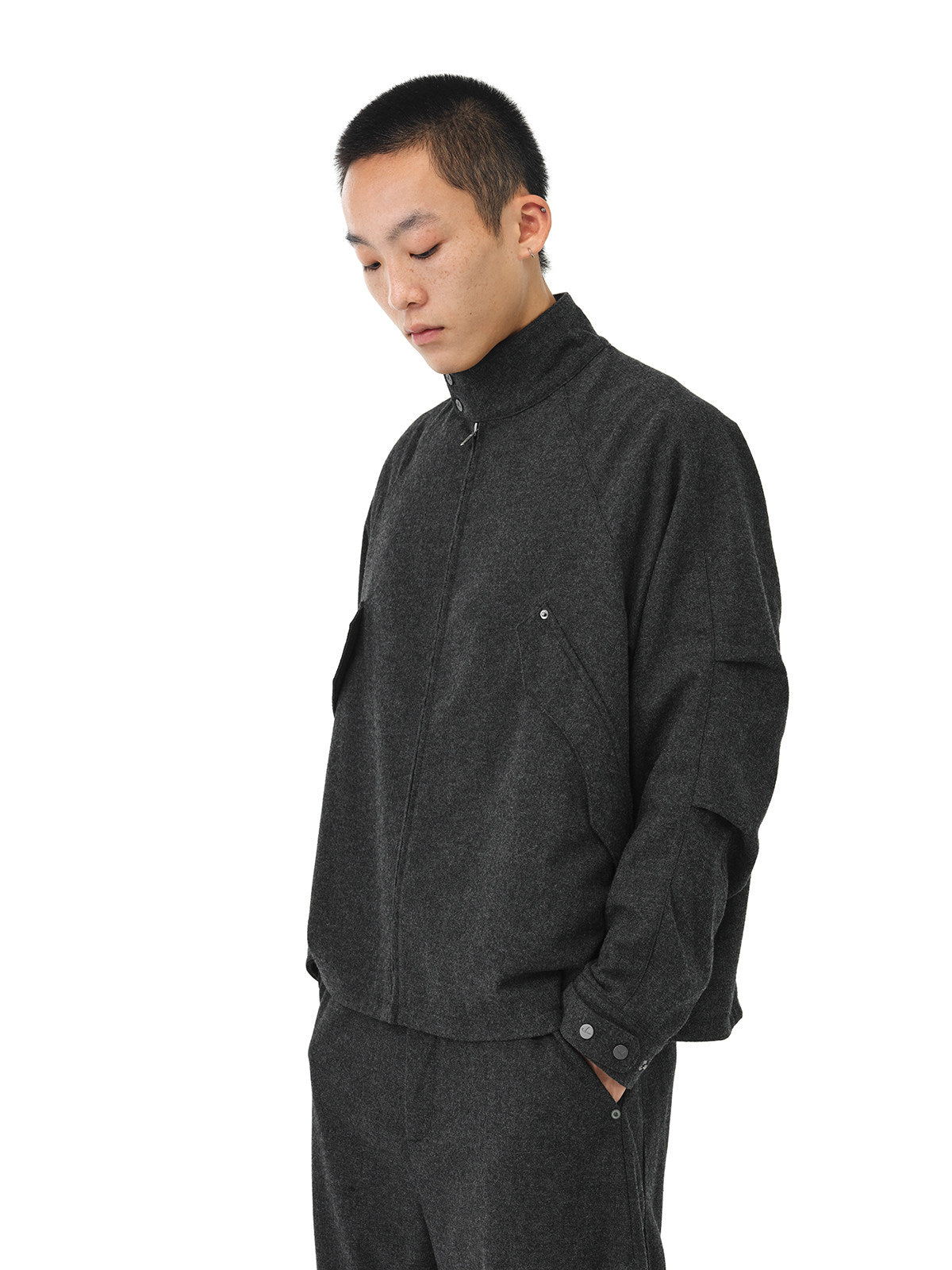 Wool soft high neck jacket