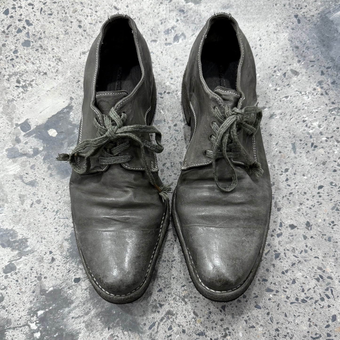 Washed craftsman derby leather shoes