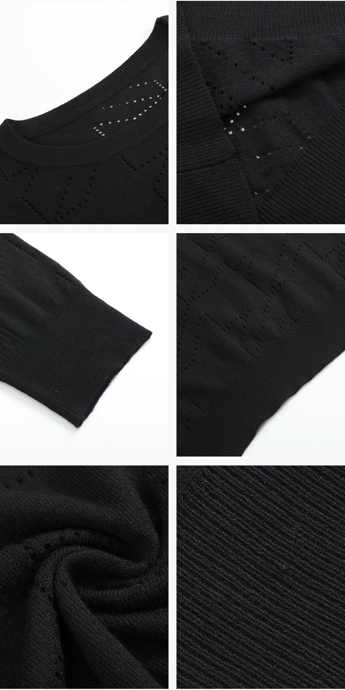 Ebony Black Cut-out Slim Long-Sleeved Sweater