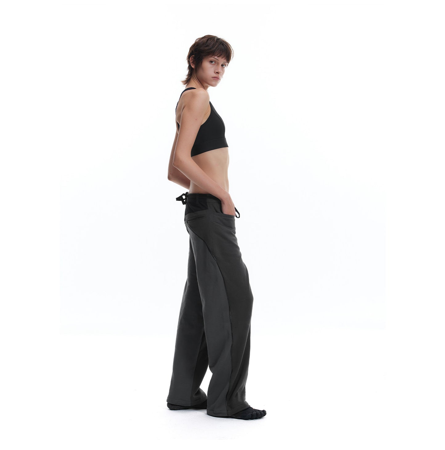 Leather rope sweatpants