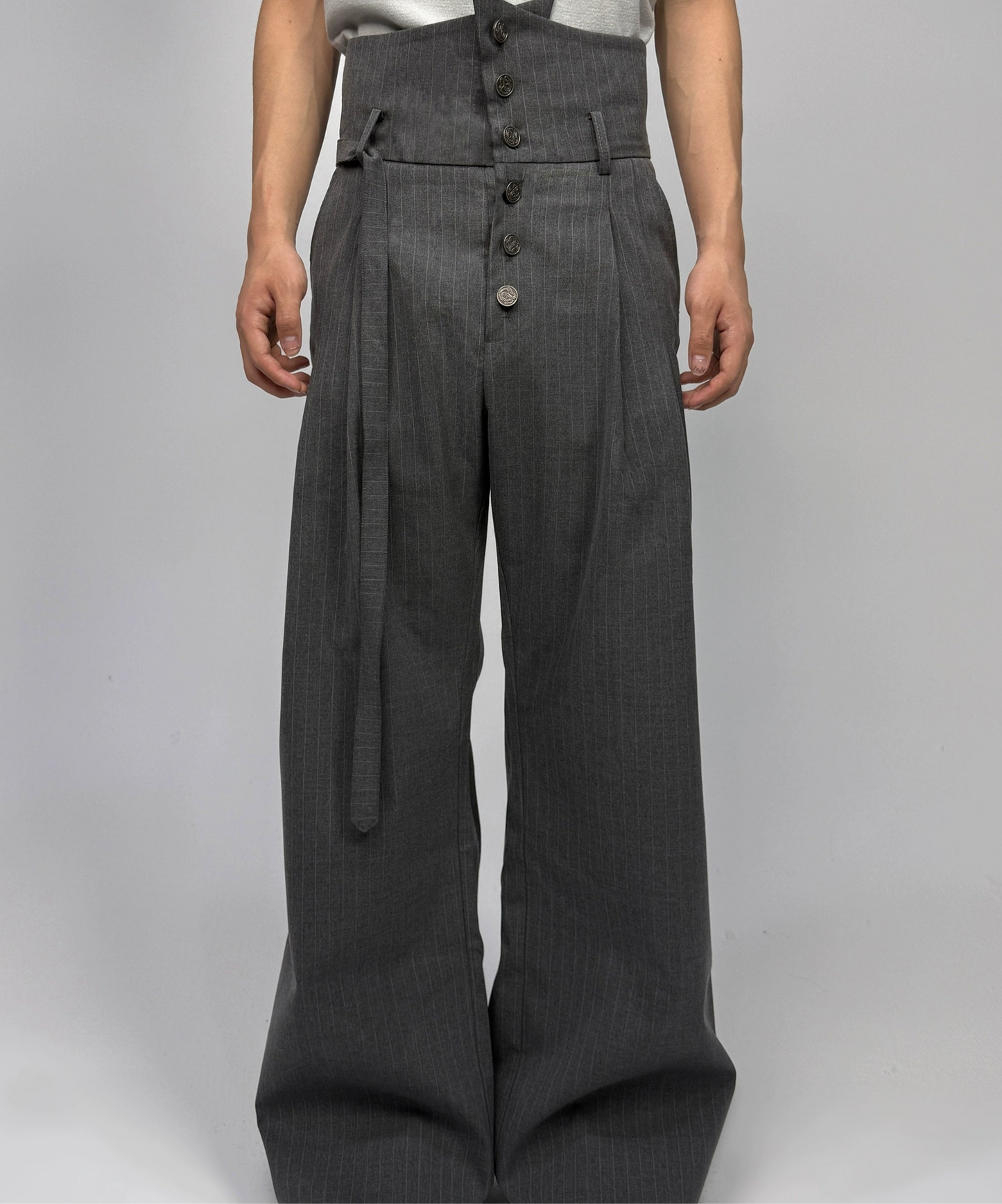 Zen embroidery bootcut Button trousers