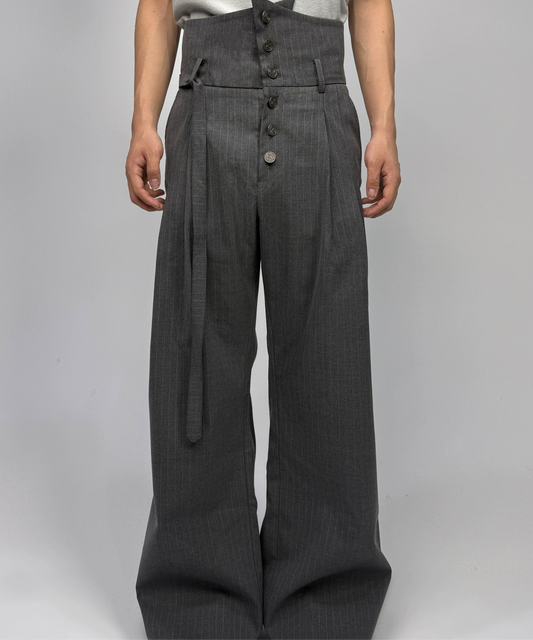 Zen embroidery bootcut Button trousers