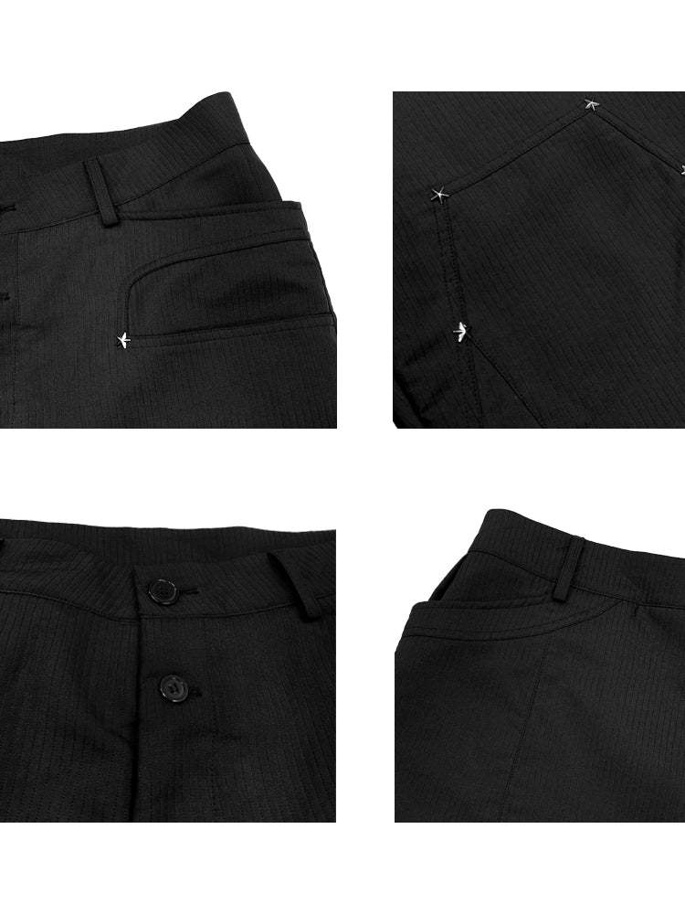 Double waist stripe cropped pants