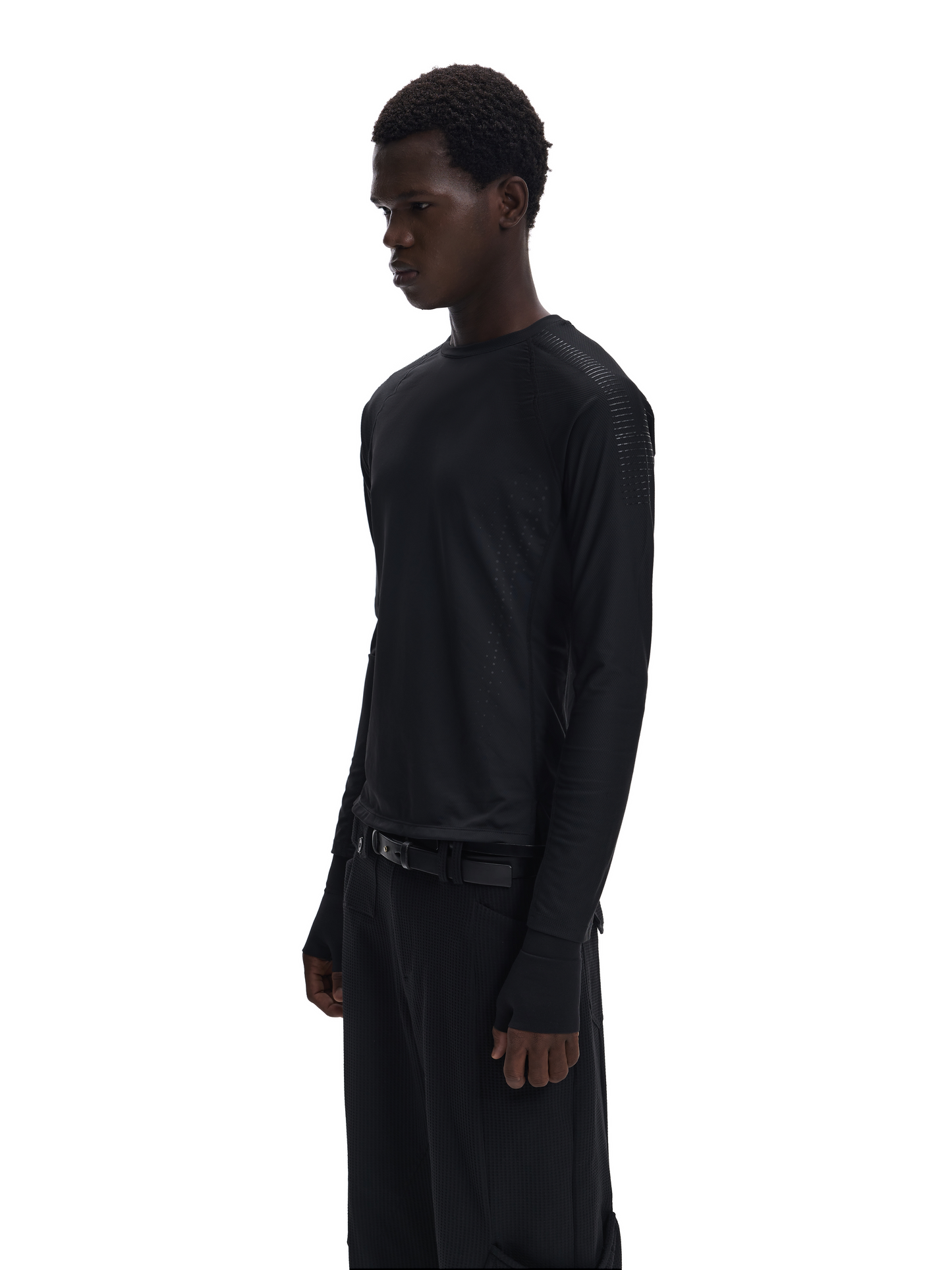 Dot print ftted long-sleeve