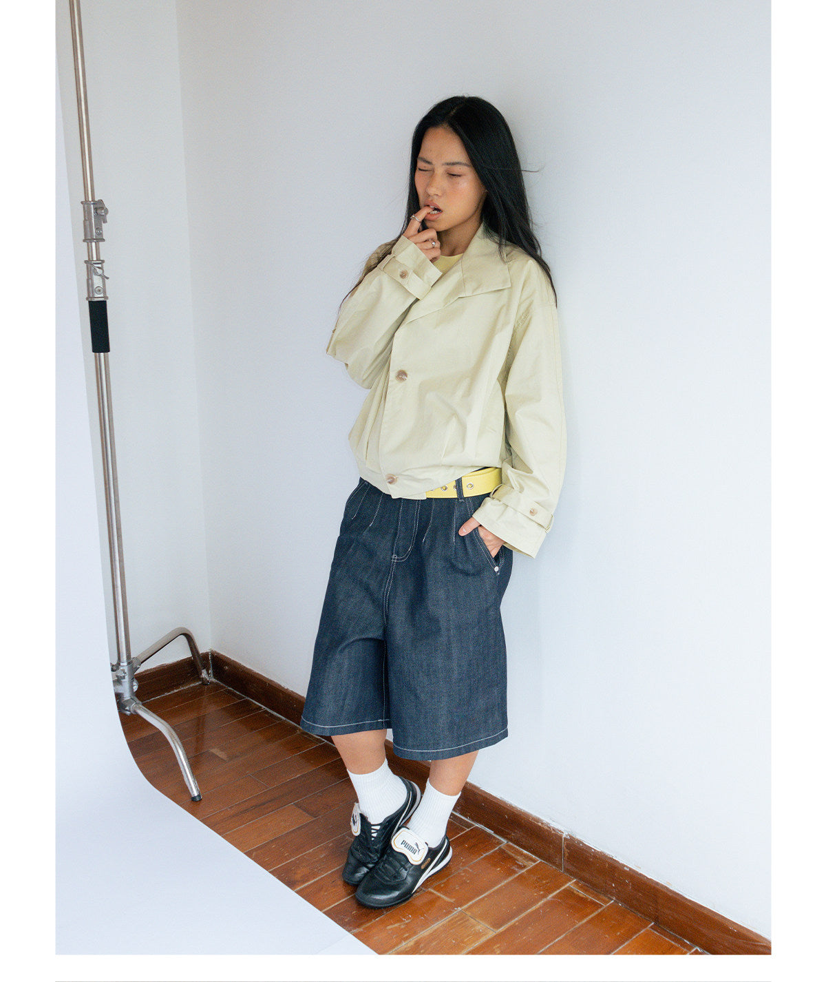 Deconstructed pleated vintager shirt jacket