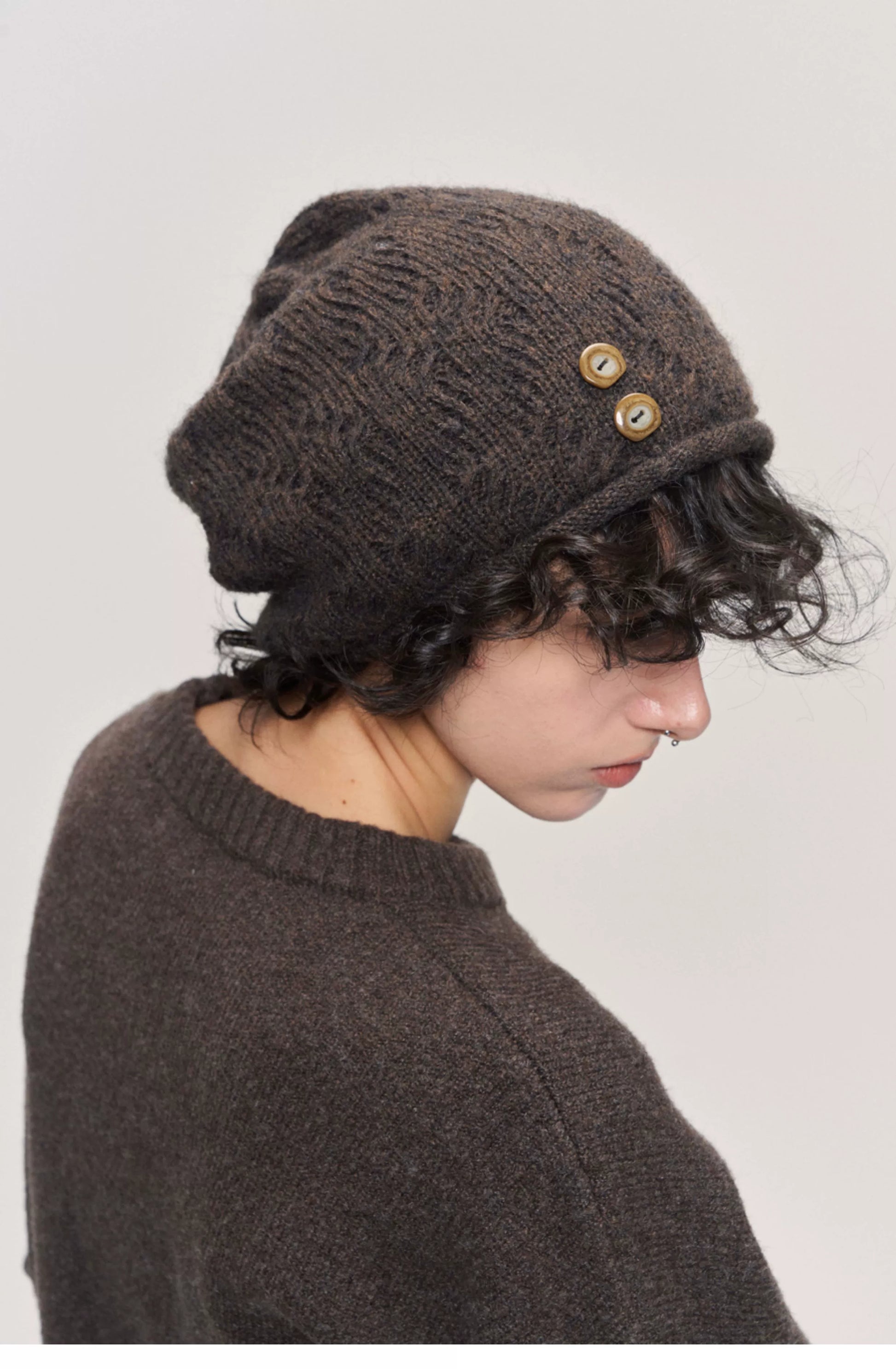 LIMPIDOCULUS Button Wool Beanie